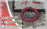 Guitar Cable Right Angled to 1/4 Straight-End Instrument Cord Tweed Cloth Jacket by FAT TOAD | Braided Woven 20FT Quarter Inch Gold Jack TS for Electric Guitar, Bass, Keyboards | Shielded 24 AWG Patch from GeekStands.com