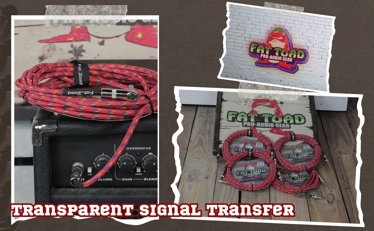 Guitar Cords (4 Pack) Right Angle to Straight-End Instrument Cable Tweed Cloth Jacket by FAT TOAD - Braided Woven 20FT 1/4 Inch Jack TS Electric AMP from GeekStands.com