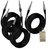 Guitar Cables (4 Pack) Instrument Cord by FAT TOAD - 24 AWG Patch Conductor for Electric or Acoustic Guitar, Bass, Amps, Keyboards & Pro-Audio DJ from GeekStands.com