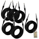 Guitar Cords (6 Pack) Instrument Cable by FAT TOAD | 20FT Wires 1/4 Inch Gold Straight-End for Electric, Acoustic, Bass, Keyboards, Speakers, Sound AMP & Music Recording Studio | Shielded 24 AWG Patch from GeekStands.com