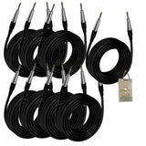Guitar Cables (8 Pack) Instrument Cord by FAT TOAD | 24GA Patch Conductor for Electric or Acoustic Guitar, Bass, Pedals, Keyboards, Speakers, Amplifiers | Shielded 20FT Quarter Inch Gold Jack Wires from GeekStands.com
