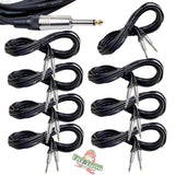Guitar Cables (8 Pack) Instrument Cord by FAT TOAD | 24GA Patch Conductor for Electric or Acoustic Guitar, Bass, Pedals, Keyboards, Speakers, Amplifiers | Shielded 20FT Quarter Inch Gold Jack Wires from GeekStands.com