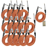 24 PACK - Right Angled Guitar Cables by FAT TOAD | Instrument Cords 20FT 1/4 Quarter Inch Straight-End 24GA Wires for Electric Guitar Pedal, Bass, Keyboards, Speaker Amplifier & Audio Studio Recording from GeekStands.com