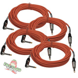 Guitar Cords (4 Pack) Right Angle Instrument Cable by FAT TOAD - 20FT 1/4 Inch Straight-End Wires for Electric Guitar, Bass, Keyboards & Music Studio from GeekStands.com