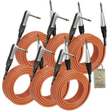 Guitar Cables (6 Pack) Right Angled Instrument Cord by FAT TOAD | 20FT 1/4 Quarter Inch Straight-End 20 GA Wires for Electric Guitar Pedal, Bass, Keyboards, Speaker Amplifier & Audio Studio Recording from GeekStands.com