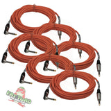 Guitar Cables (6 Pack) Right Angled Instrument Cord by FAT TOAD | 20FT 1/4 Quarter Inch Straight-End 20 GA Wires for Electric Guitar Pedal, Bass, Keyboards, Speaker Amplifier & Audio Studio Recording from GeekStands.com