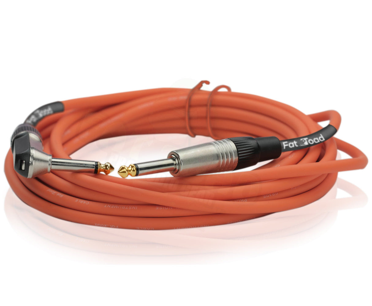 24 PACK - Right Angled Guitar Cables by FAT TOAD | Instrument Cords 20FT 1/4 Quarter Inch Straight-End 24GA Wires for Electric Guitar Pedal, Bass, Keyboards, Speaker Amplifier & Audio Studio Recording from GeekStands.com