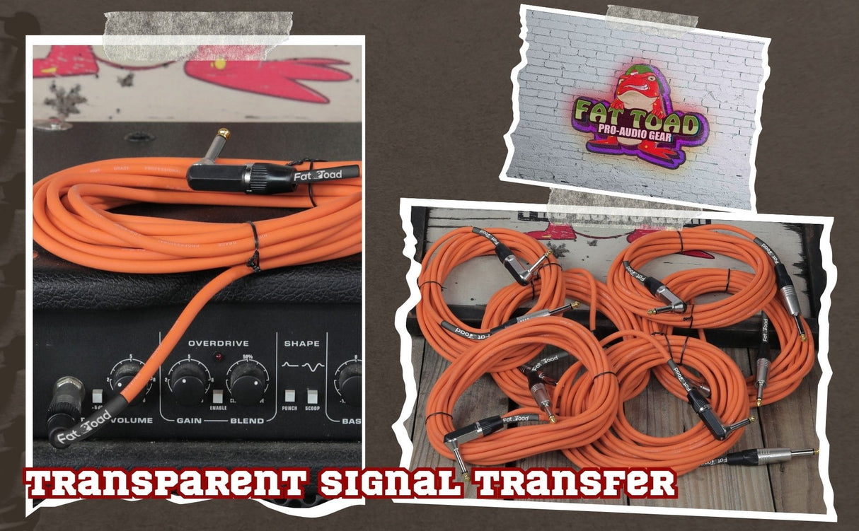 Guitar Cables (6 Pack) Right Angled Instrument Cord by FAT TOAD - 20FT 1/4 Quarter Inch Straight-End 20 GA Wires for Electric Guitar Pedal, Keyboards from GeekStands.com