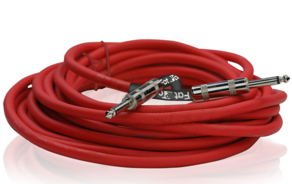 Male Jack Speaker Cables (2 Pack) (1/4" to 1/4) by FAT TOAD - 25ft Professional Pro Audio Red DJ from GeekStands