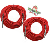 Male Jack Speaker Cables (2 Pack) (1/4" to 1/4) by FAT TOAD - 50ft Professional Pro Audio Red DJ from GeekStands