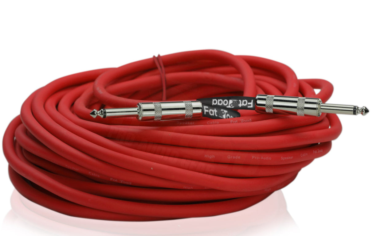 Male Jack Speaker Cables (2 Pack) (1/4" to 1/4) by FAT TOAD - 50ft Professional Pro Audio Red DJ Speakers PA Patch Cords - Quarter Inch 12 AWG Wire from GeekStands