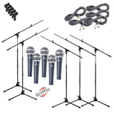 GRIFFIN Microphone Stand Package of 5 with Vocal Unidirectional Handheld Mics & XLR Cables from GeekStands