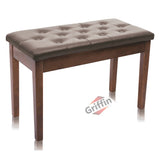 GRIFFIN Brown Wood PU Leather Piano Bench - Double Vintage Design, Ergonomic Chair Musicians Keyboard Stool - Cushion Duet Seat & Sheet Music Storage from GeekStands
