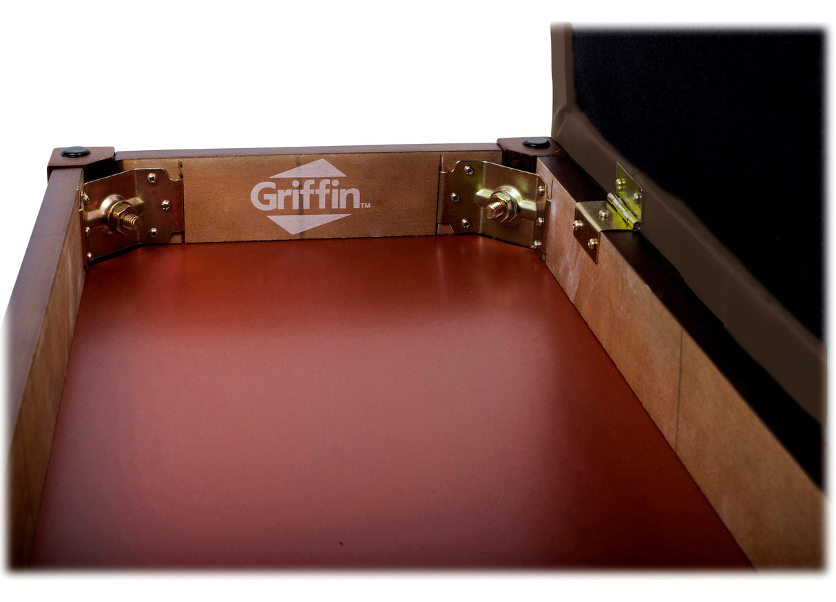 GRIFFIN Brown Wood PU Leather Piano Bench - Double Vintage Design, Ergonomic Chair Musicians Keyboard Stool - Cushion Duet Seat & Sheet Music Storage from GeekStands