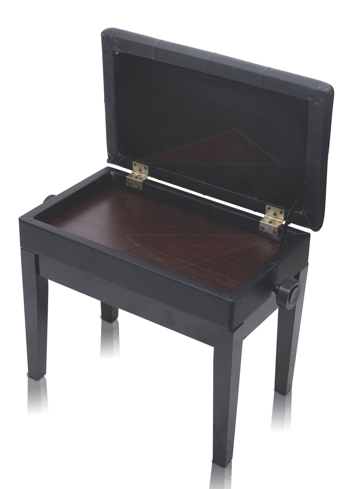 GRIFFIN Premium Antique Piano Bench - Adjustable Black Solid Wood Frame & PU Leather Padded Cushion from GeekStands