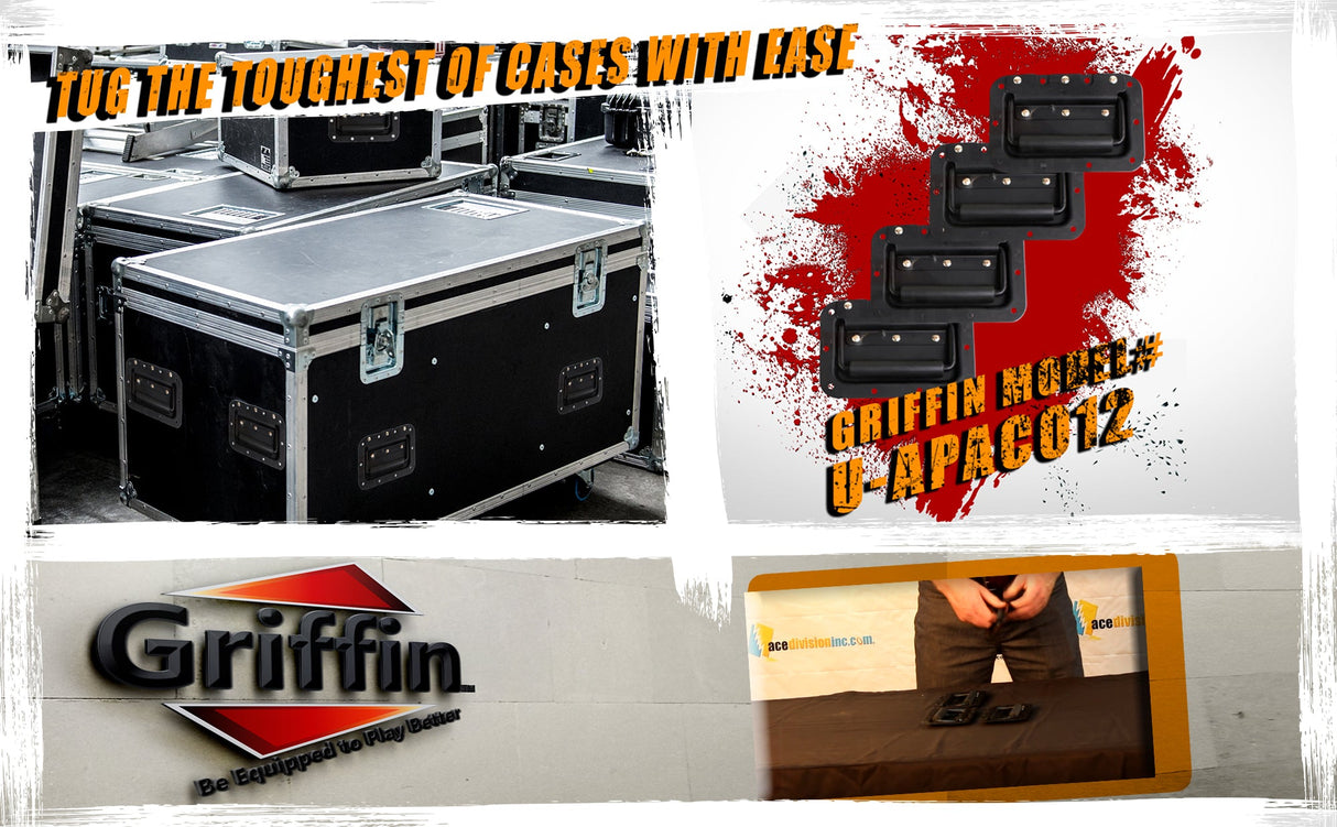 Flush Speaker Cabinet Handles for DJ PA Rack Road Case (Set of 4) by GRIFFIN - Spring Loaded from GeekStands