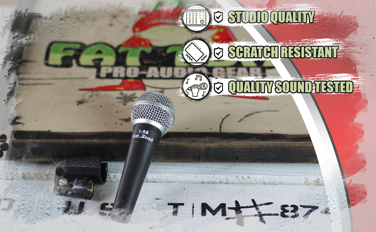 Cardioid Dynamic Microphone with Mic Clip by FAT TOAD - Vocal Handheld, Unidirectional Singing Mic from GeekStands