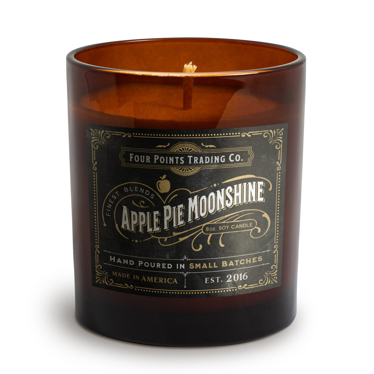 Apple Pie Moonshine 8oz Soy Candle from Four Points Trading Co.