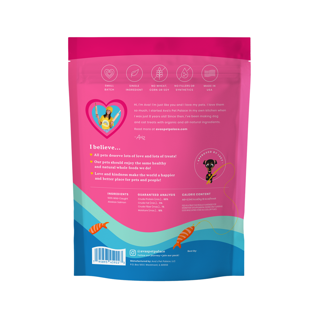 Crunchy Jerky Dog Treats - Snappin' Salmon from Ava's Pet Palace
