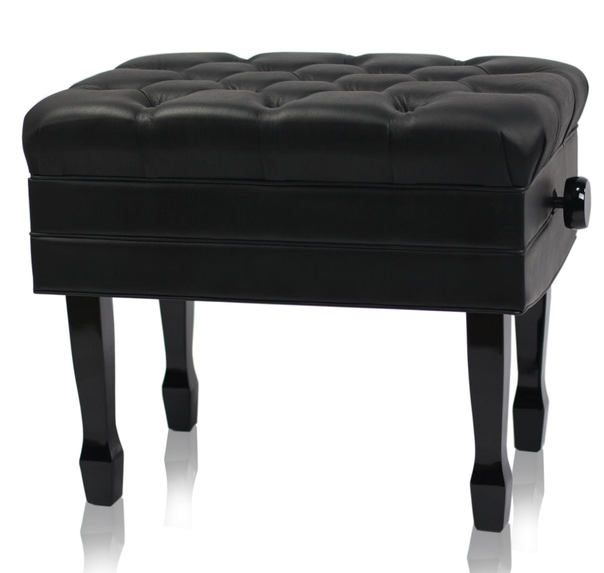 Genuine Leather Adjustable Piano Bench by GRIFFIN - Black Solid Wood Vintage Style & Heavy-Duty Ergonomic Keyboard Stool - Cushion Seat With Storage from GeekStands