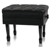 Genuine Leather Adjustable Piano Bench by GRIFFIN - Black Solid Wood Vintage Style & Heavy-Duty Ergonomic Keyboard Stool - Cushion Seat With Storage from GeekStands