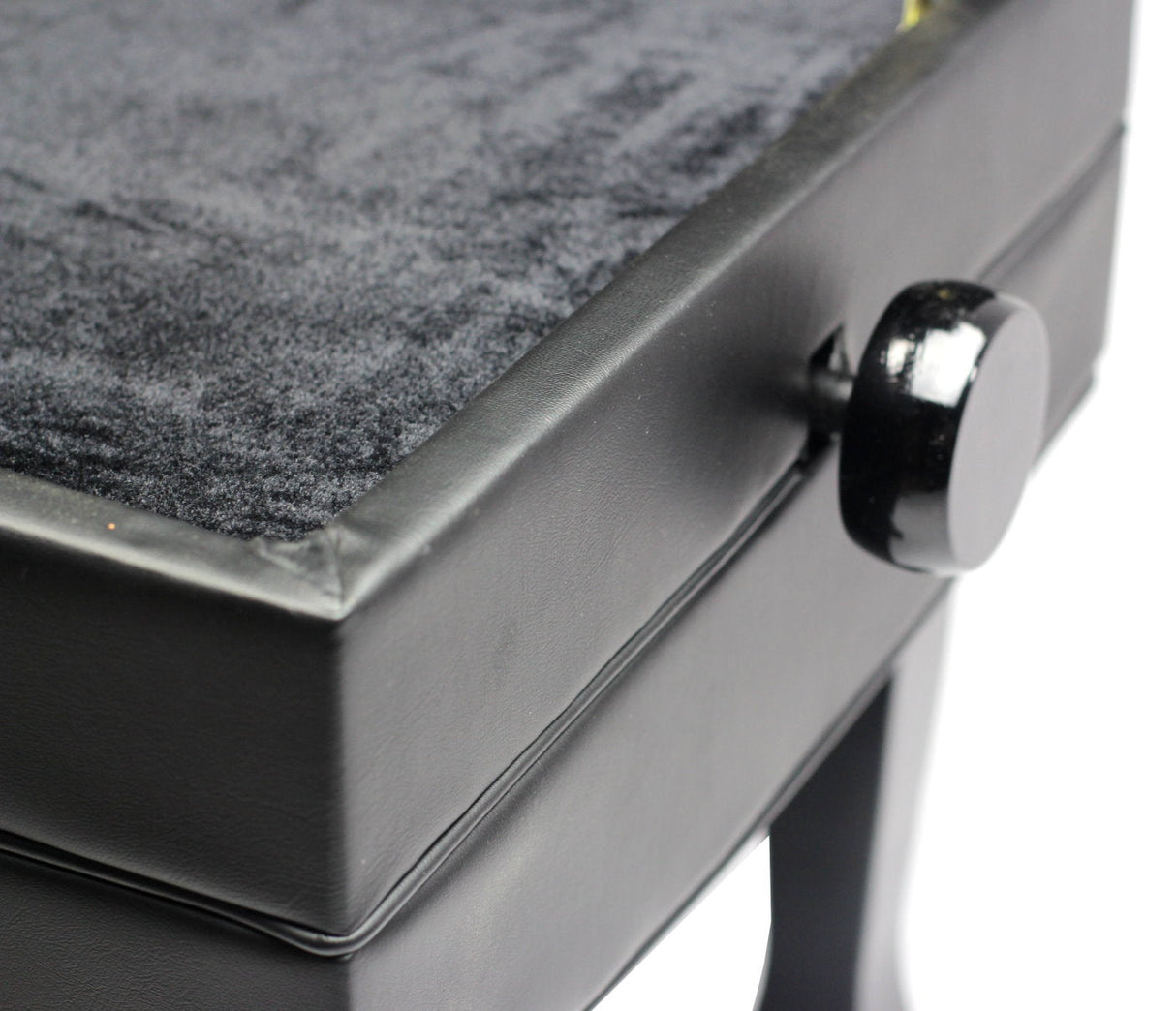 Genuine Leather Adjustable Piano Bench by GRIFFIN - Black Solid Wood Vintage Style & Heavy-Duty Ergonomic Keyboard Stool - Cushion Seat With Storage from GeekStands