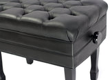 Genuine Leather Adjustable Piano Bench by GRIFFIN - Black Solid Wood Vintage Style & Heavy-Duty Ergonomic Keyboard Stool - Cushion Seat With Storage from GeekStands