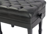 Genuine Leather Adjustable Piano Bench by GRIFFIN - Black Solid Wood Vintage Style & Heavy-Duty from GeekStands