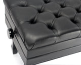 Genuine Leather Adjustable Piano Bench by GRIFFIN - Black Solid Wood Vintage Style & Heavy-Duty Ergonomic Keyboard Stool - Cushion Seat With Storage from GeekStands