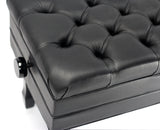 Genuine Leather Adjustable Piano Bench by GRIFFIN - Black Solid Wood Vintage Style & Heavy-Duty from GeekStands
