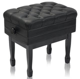 Genuine Leather Adjustable Piano Bench by GRIFFIN - Black Solid Wood Vintage Style & Heavy-Duty Ergonomic Keyboard Stool - Cushion Seat With Storage from GeekStands