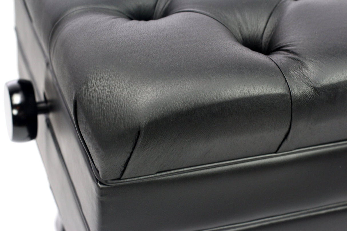 Genuine Leather Adjustable Piano Bench by GRIFFIN - Black Solid Wood Vintage Style & Heavy-Duty from GeekStands