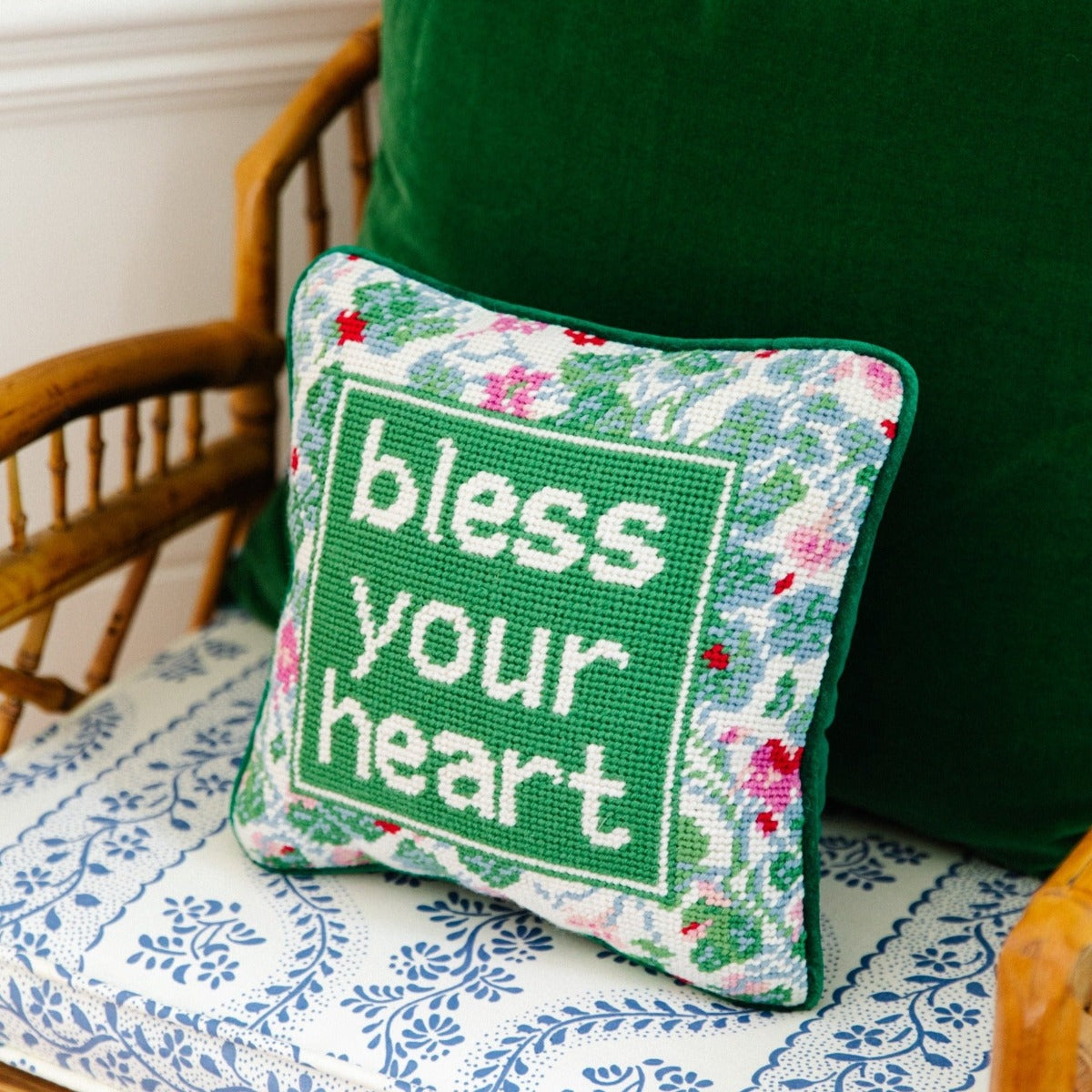 Bless Your Heart Needlepoint Pillow from Furbish Studio