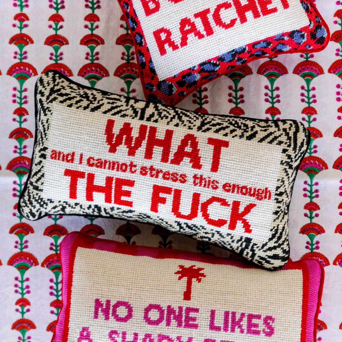 WTF Needlepoint Pillow from Furbish Studio