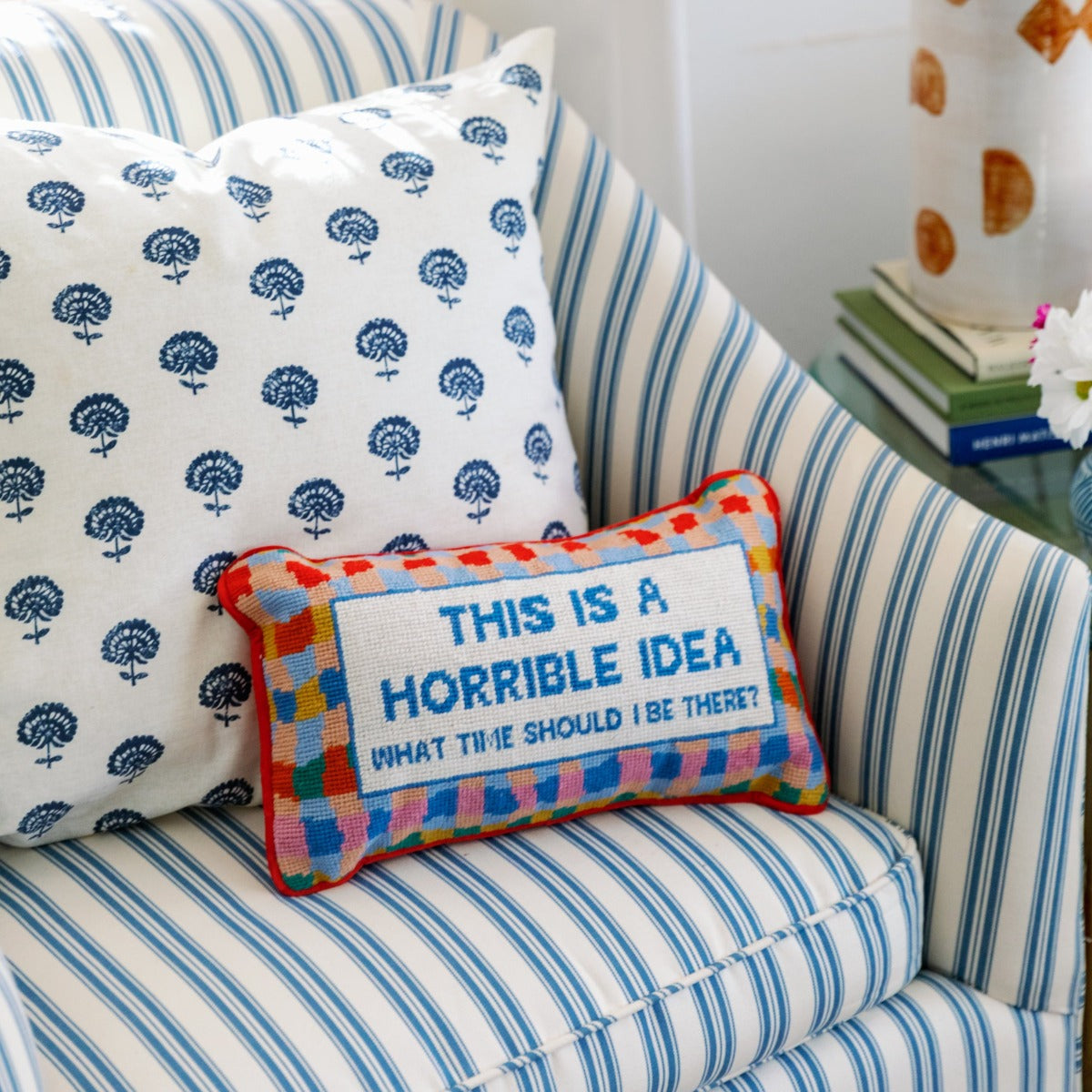 Horrible Idea Needlepoint Pillow from Furbish Studio