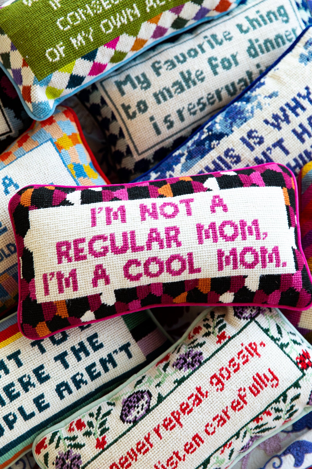Cool Mom Needlepoint Pillow from Furbish Studio