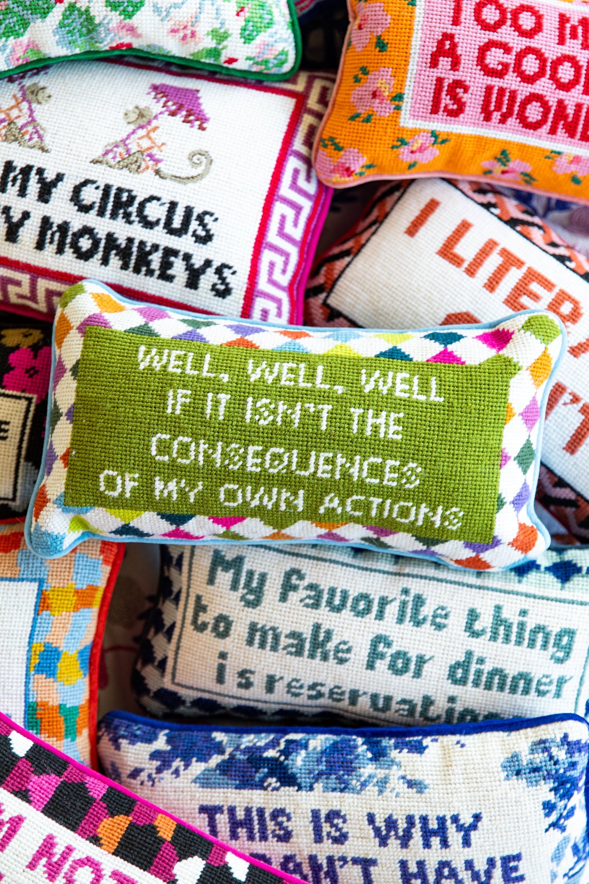 Well Well Well Needlepoint Pillow from Furbish Studio
