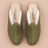 Women's Olive Shearlings from Atlantis Handmade Shoes