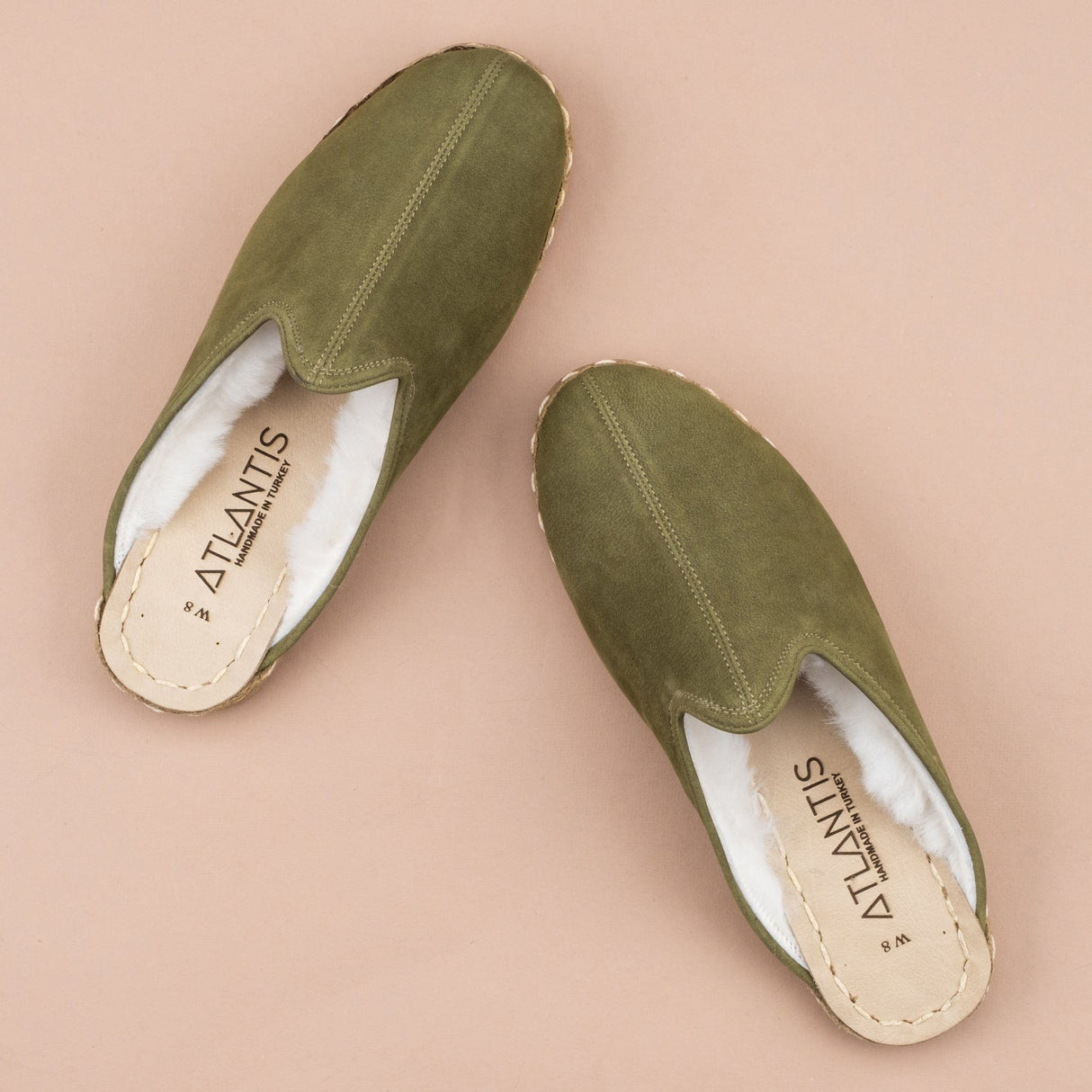 Men's Olive Shearlings from Atlantis Handmade Shoes