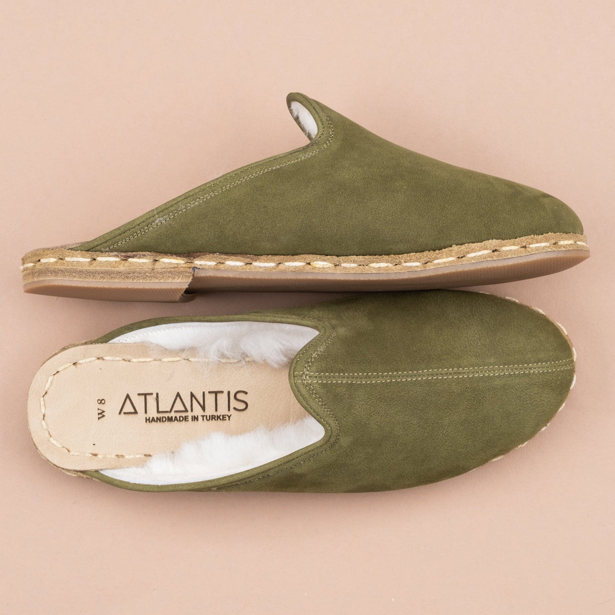 Men's Olive Shearlings from Atlantis Handmade Shoes