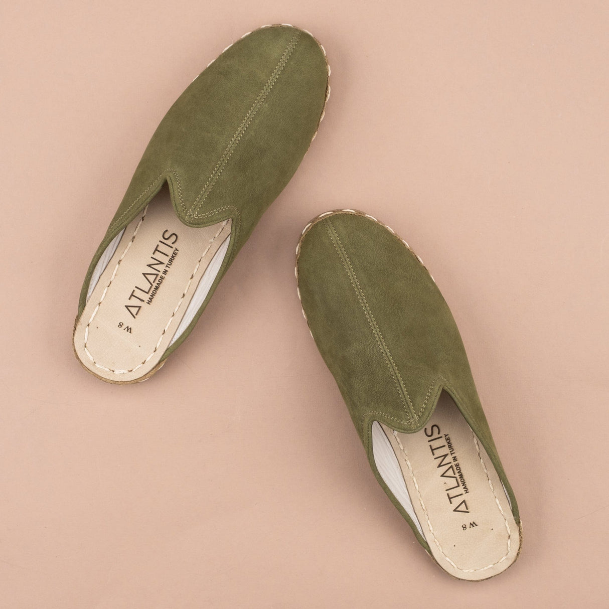 Women's Olive Slippers from Atlantis Handmade Shoes