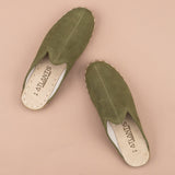 Women's Olive Slippers from Atlantis Handmade Shoes