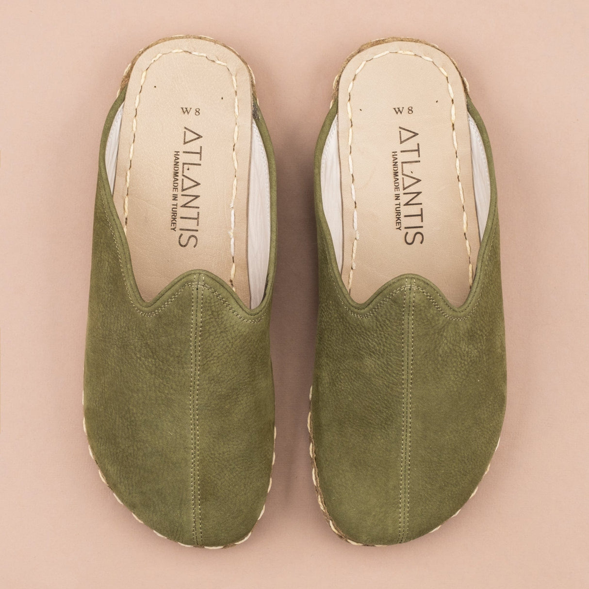 Women's Olive Barefoot Slippers from Atlantis Handmade Shoes
