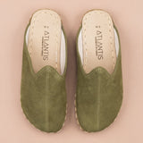 Women's Olive Barefoot Slippers from Atlantis Handmade Shoes