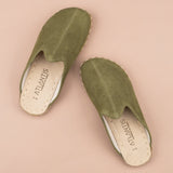 Women's Olive Barefoot Slippers from Atlantis Handmade Shoes