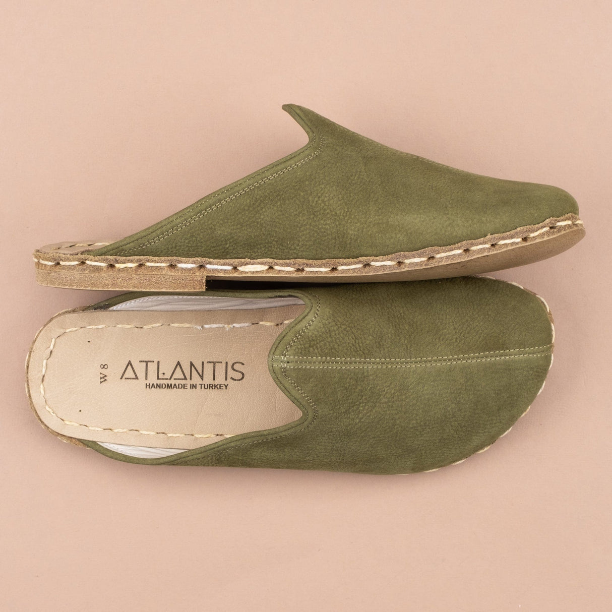 Men's Olive Barefoot Slippers From Atlantis Handmade Shoes