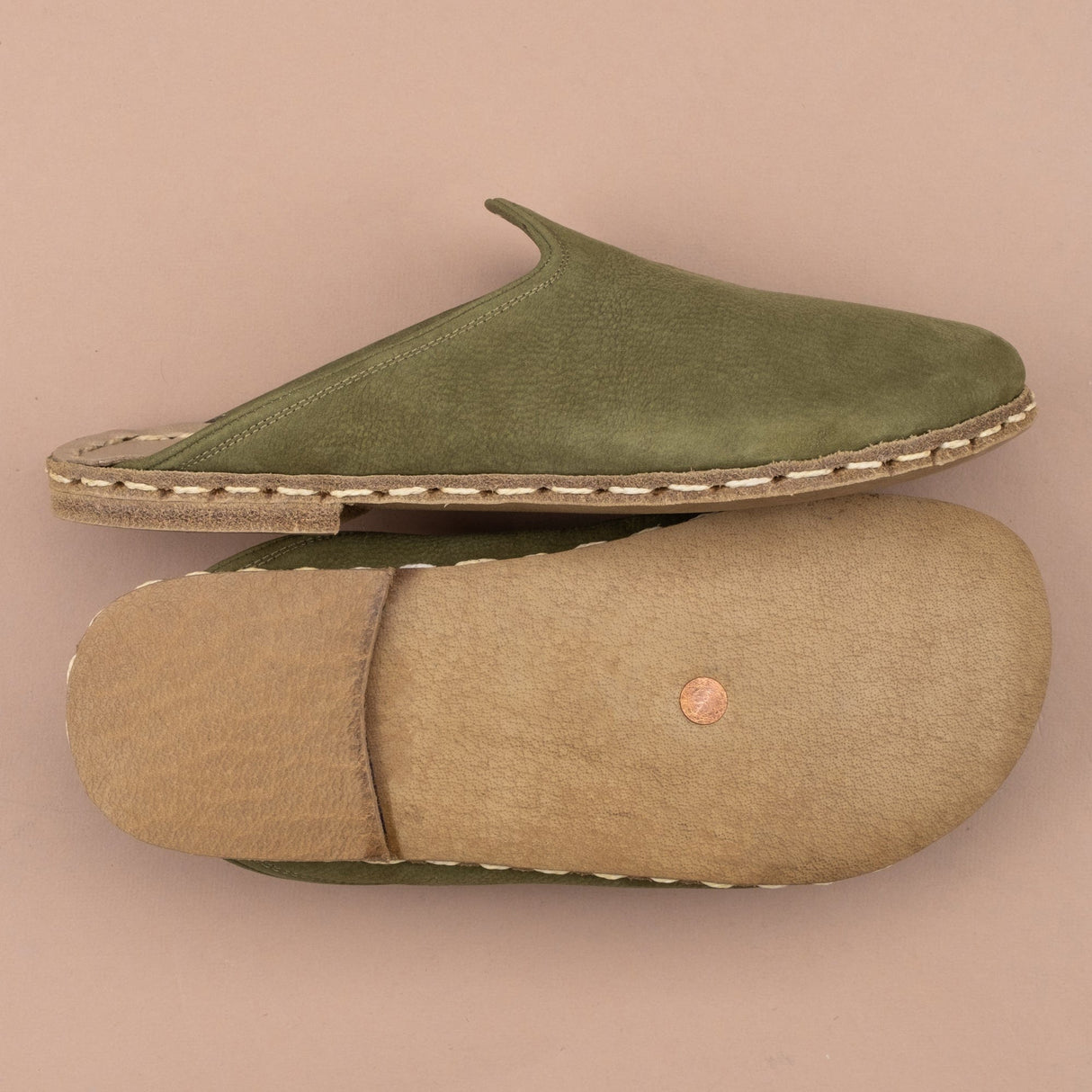 Women's Olive Barefoot Slippers from Atlantis Handmade Shoes