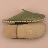 Men's Olive Barefoot Slippers From Atlantis Handmade Shoes