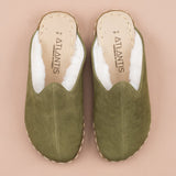 Women's Olive Barefoot Shearlings from Atlantis Handmade Shoes