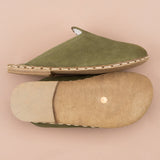 Men's Olive Barefoot Shearlings from Atlantis Handmade Shoes